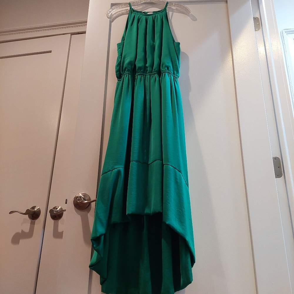 Banana Republic Size 2 Colorblock Elegant Emerald Green Formal Patio Dress - Picture 7 of 17